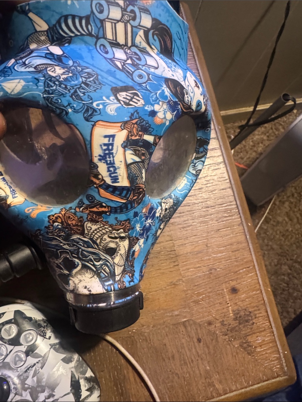 Graphic Blue Full-Face Art Mask by
